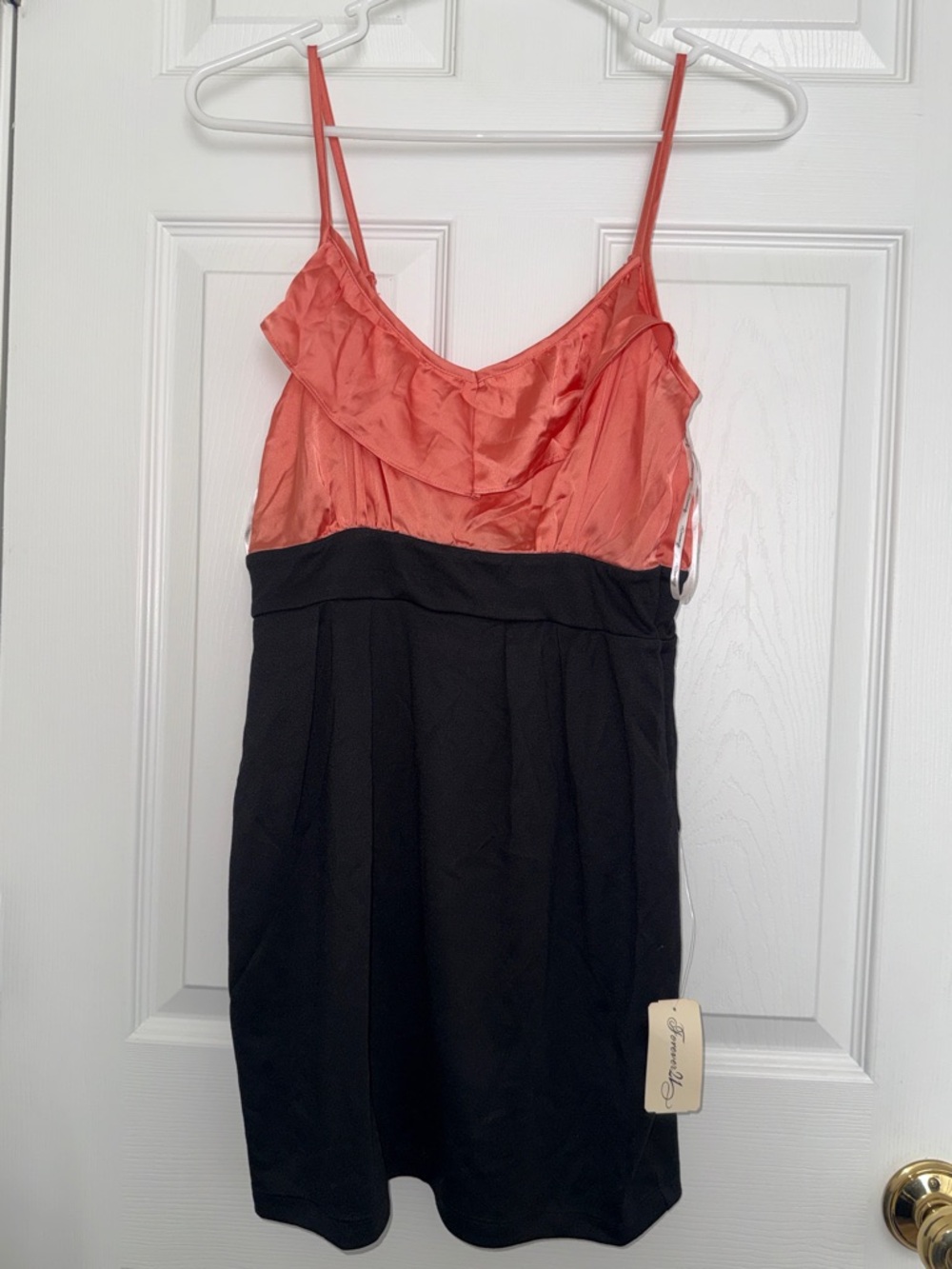 Forever 21 Coral and Black Spaghetti Strap Dress